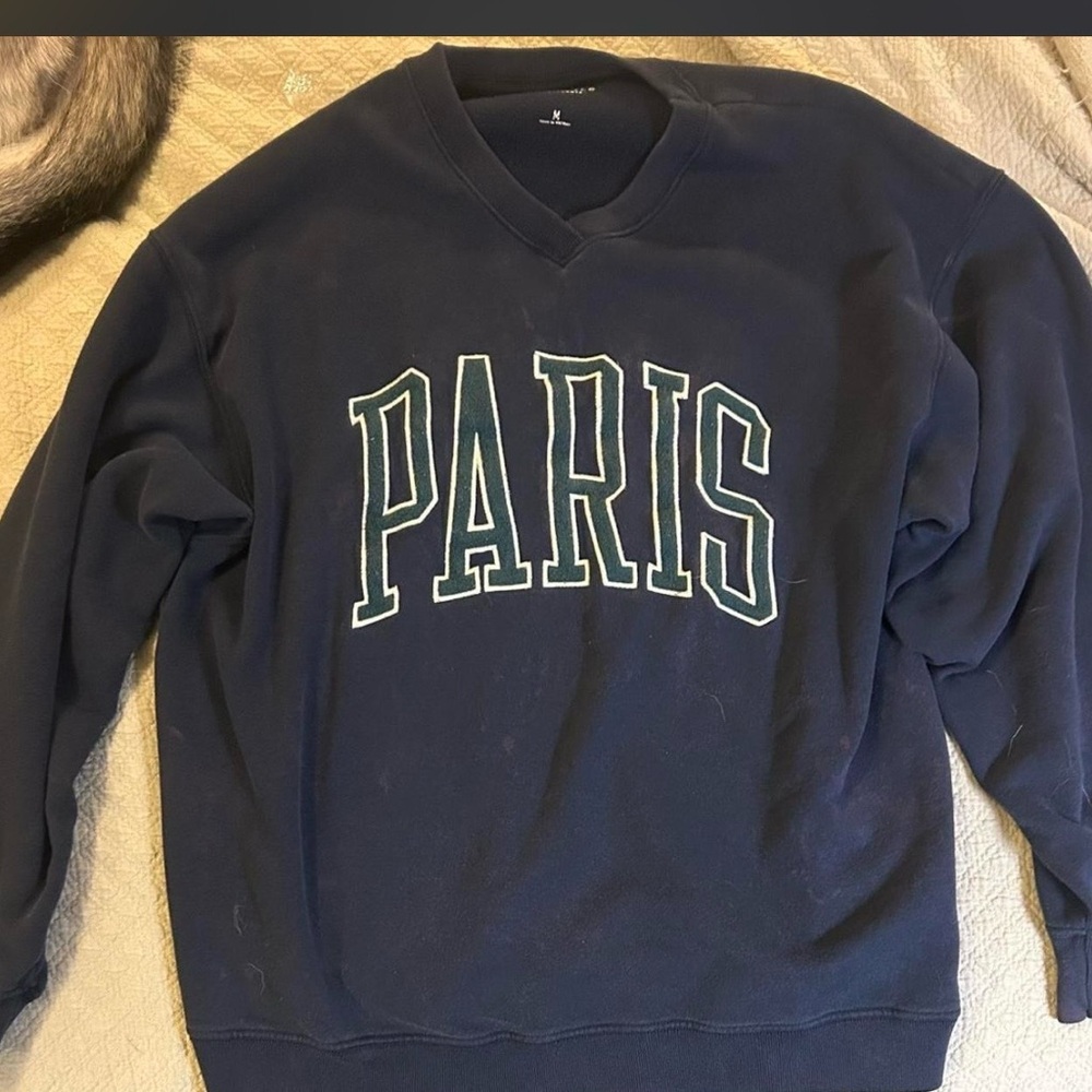 Woman’s Navy 'PARIS' V-Neck Sweatshirt